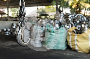 used forklift hook in the recycling industry plant