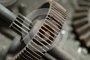 Used gearwheel, closeup shot
