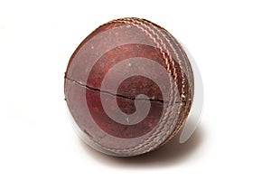 Used leather cricket ball