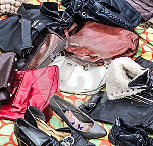 Used leather purses,handbags and shoes to re-use