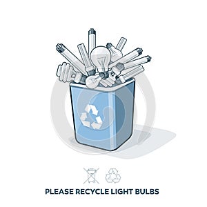 Used Light Bulbs in Recycling Bin