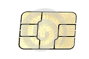 Used mobile phone sim card macro isolated on white