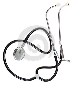 Used modern phonendoscope isolated