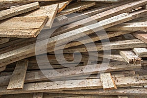 Used Mold Wood in the Construction Work Site. Construction Timber Wood Material