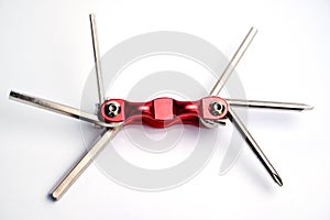 Used multi-tool for bicycle isolated on a white background