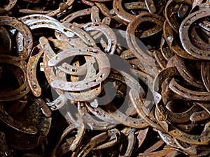 used old rusty horseshoes