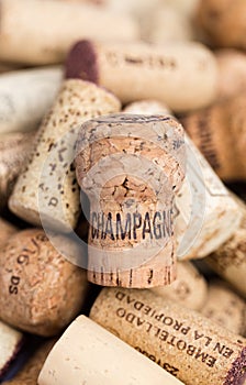 Used old vintage wine and champagne corks backgrounds