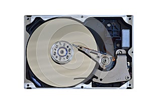 Used open computer hard drive isolated