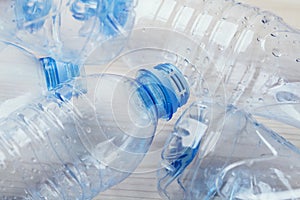 Used open plastic bottles ready for recycling