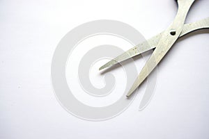 used open scissors isolated on white background