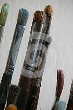 Used paint brushes