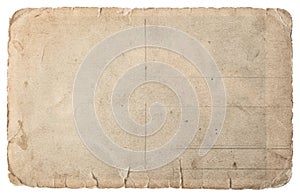 Used paper isolated on white. Vintage torn cardboard