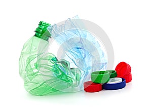 Used plastic bottles and caps