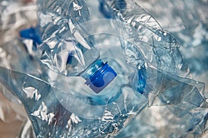 Used plastic bottles, selective focus, concept of recycling problem, close-up