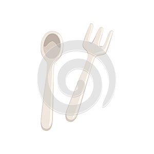 Used plastic fork and spoon, recycling garbage concept, utilize waste vector Illustration on a white background