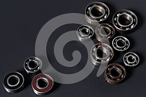 Used rusty metal ball bearing, top view