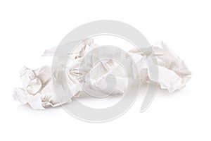 used screwed paper tissue isolated on white background