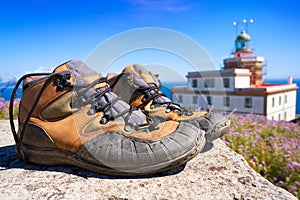 Used shoes at the end of Saint James Way Finisterre