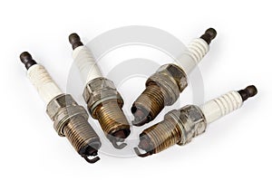 Used spark plugs for modern petrol internal combustion engine