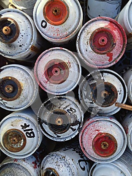 Used spray paint cans