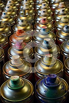 Used spray paint cans