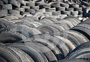 Used Tires in a Recycling Yard