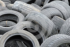 Used tires waiting for recycling