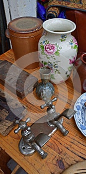 Used Twin Old Tap attached together with Vase in Flea Market