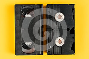 Used video casette tape, retro technology