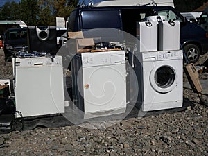 Used washing machines for sale on local market.