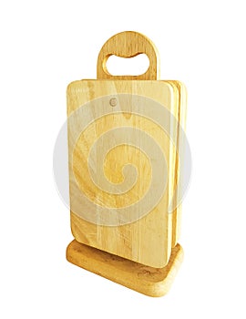Used wooden chopping board isolated on white background
