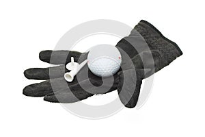 Used and worn piece of black golf glove