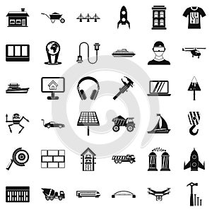 Useful engineering icons set, simple style