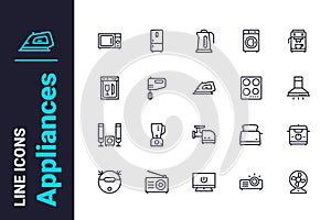 Useful household appliances icons set