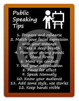 Public speaking tips blackboard photo