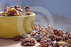 Useful walnuts on a burlap.