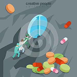 Useless drugs pills medicine flat isometric vector 3d