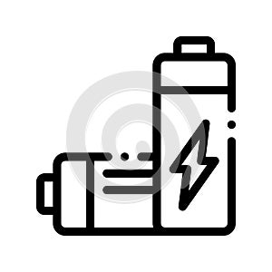 Useless Electric Battery Vector Thin Line Icon