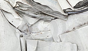 Useless paper documents on the landfill