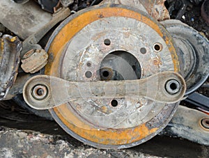 Useless, worn out rusty brake discs and other