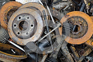 Useless, worn out rusty brake discs and other