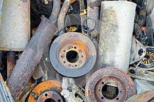 Useless, worn out rusty brake discs and other