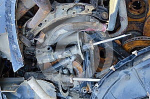 Useless, worn out rusty brake discs and other