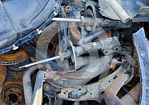 Useless, worn out rusty brake discs shock absorber