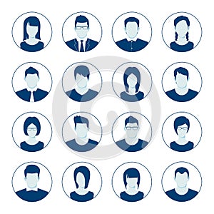 User account avatar. User portrait icon set. Businessman portrait silhouette. Default Avatar Profile Icon Set