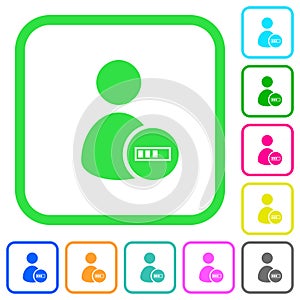 User account processing vivid colored flat icons icons