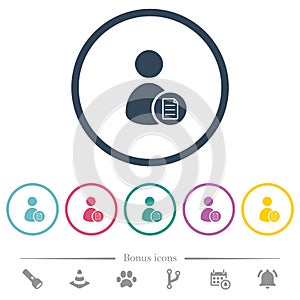 User account properties flat color icons in round outlines photo