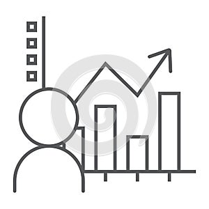 User analysis thin line icon, data and analytics