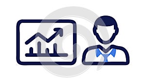 User with Analytics Chart for Business Data, vector design Generative AI