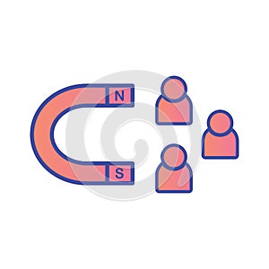 User attraction flat vector icon sign symbol